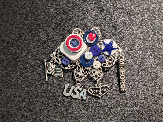 US Air Force Themed Brooch-Unique Charm Pin! AirForce1