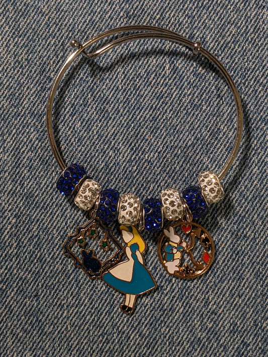 Bangle Charm Bracelet-Alice In Wonderland Themed- Great Gift! BRACE23