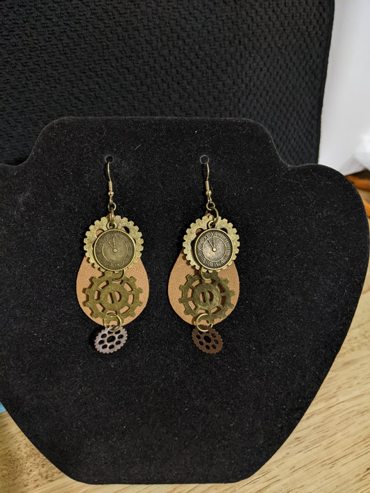 SteampunkThemed earrings-Gears & Clocks-great gift! Item-EAR22