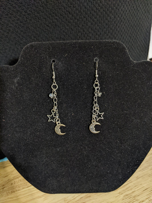 Celestial Themed earrings-Star & Moon-great gift! Item-EAR26