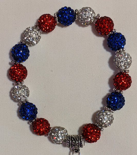 US Marines Beaded Stretchy Bracelet with charm