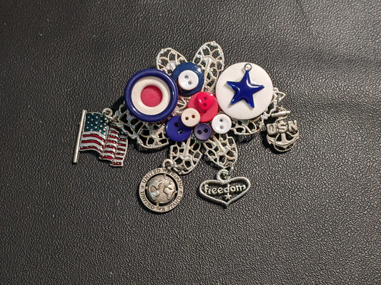 A26-US Navy Themed Brooch-Unique Charm Pin! Navy1
