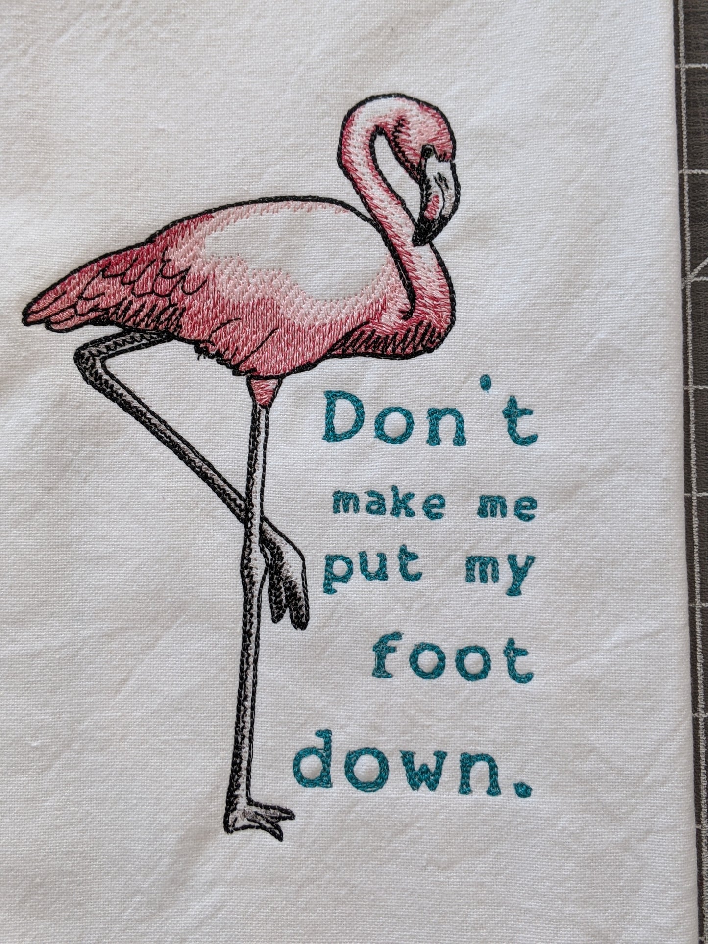 Foot Down Flamingo Tea Towel