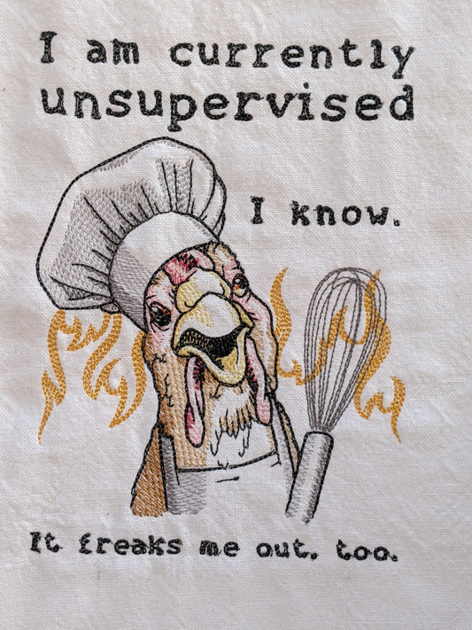 A5-Cooking Unsupervised Chicken Tea Towel