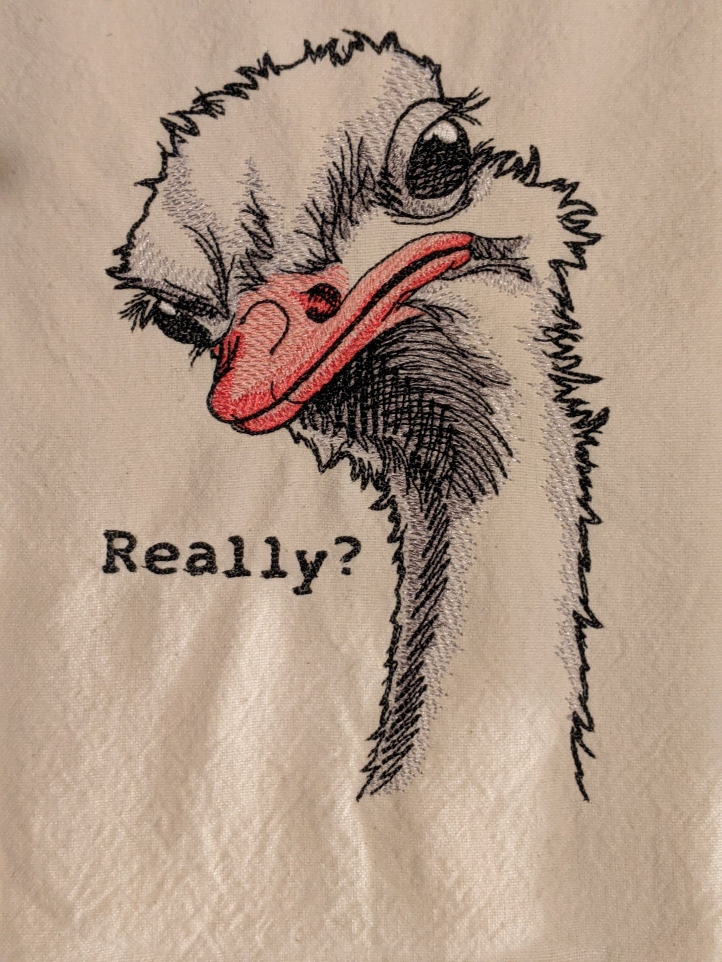 Ostrich-Really?-Funny Tea Towel