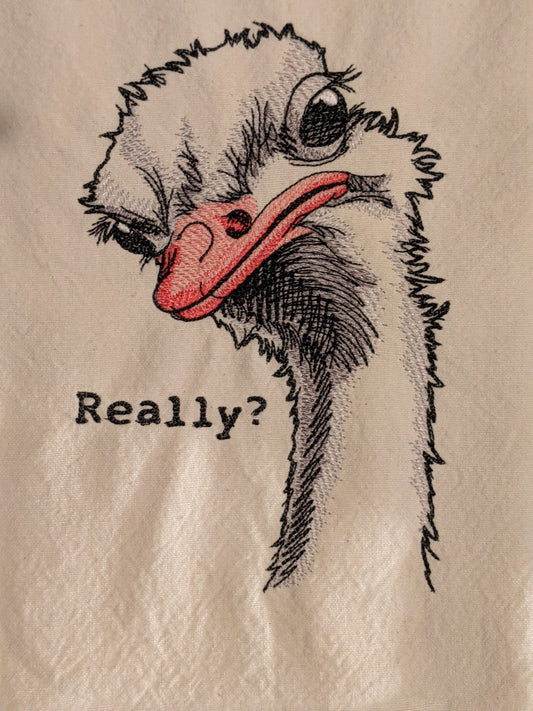 Ostrich-Really?-Funny Tea Towel