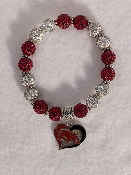 University of Arkansas Razorbacks Themed Beaded Bracelet