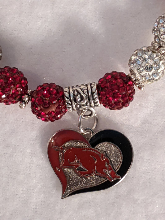 University of Arkansas Razorbacks Themed Beaded Bracelet
