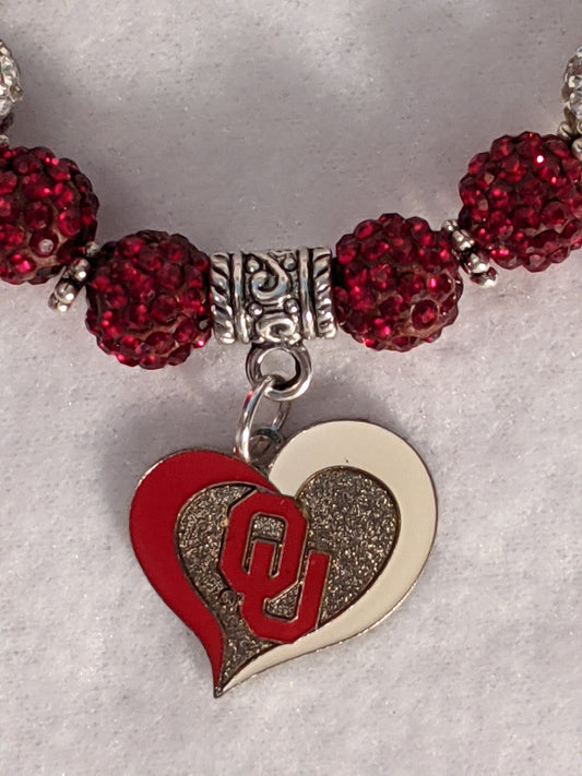 University of Oklahoma Sooners Themed Beaded Bracelet