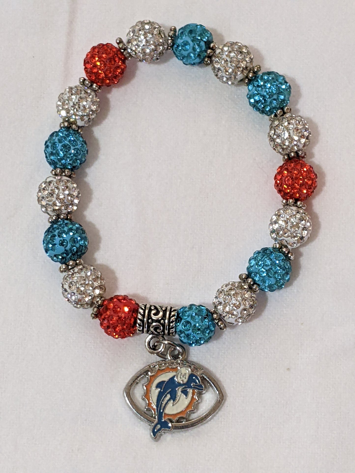 Miami Dolphins Themed Beaded Bracelet