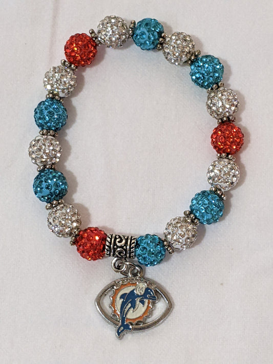 Miami Dolphins Themed Beaded Bracelet