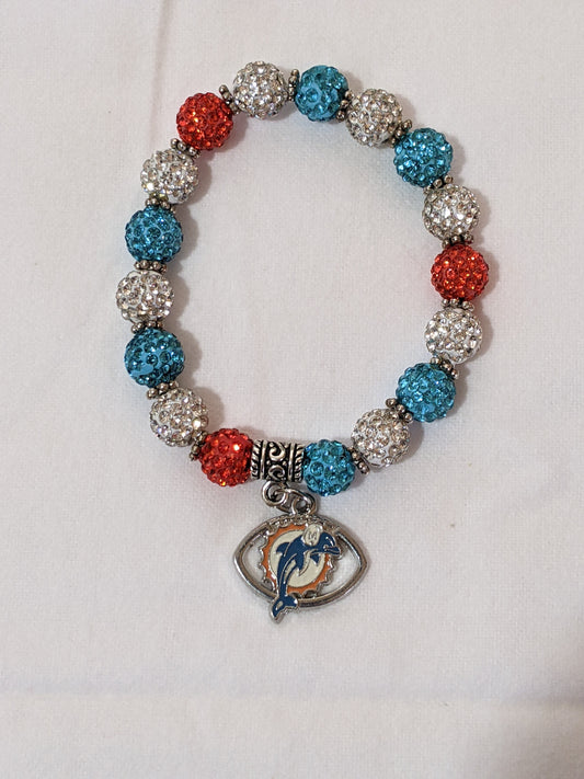 Miami Dolphins Themed Beaded Bracelet