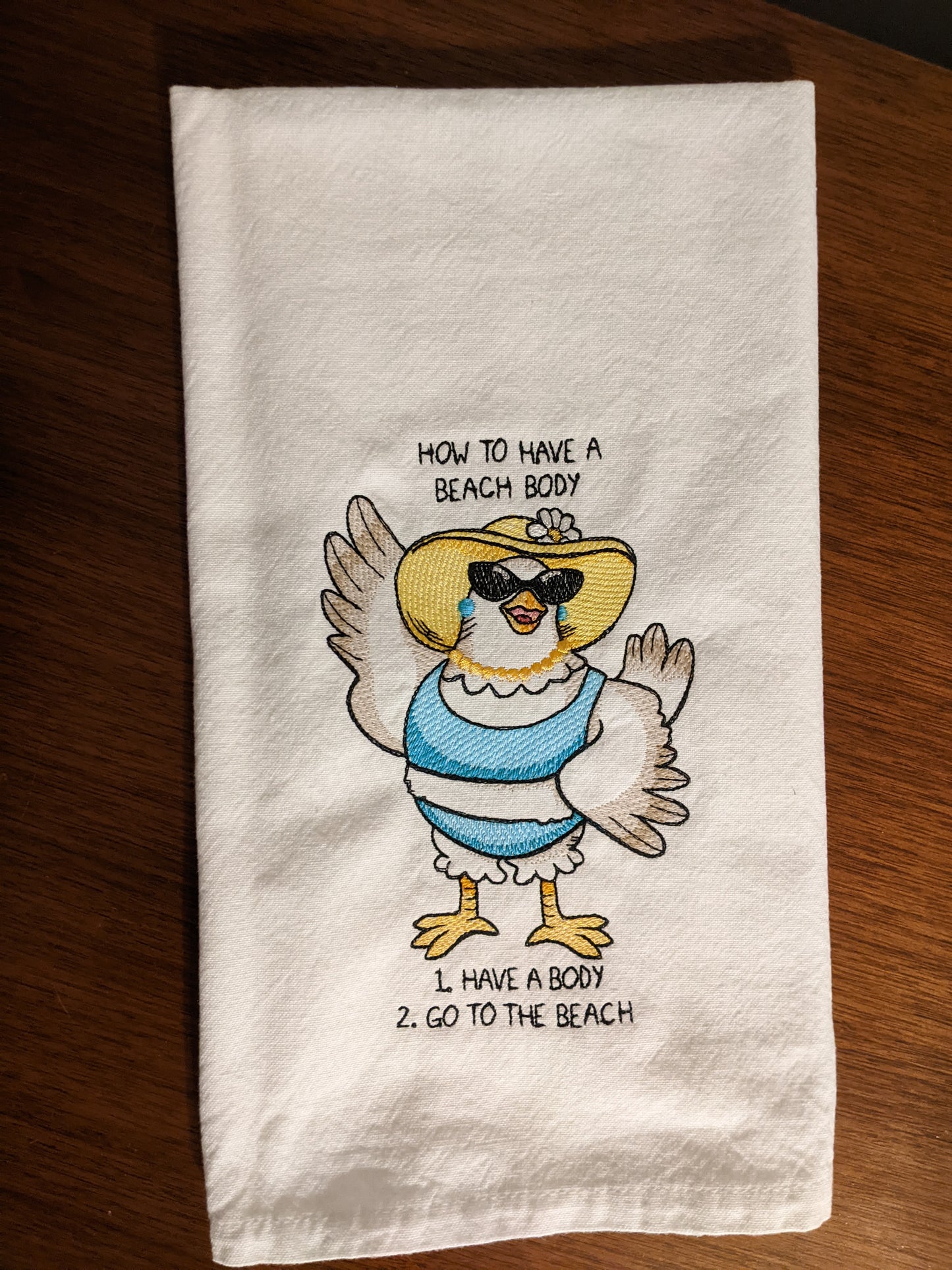 A4-Beach Body-Funny Chicken Tea Towel