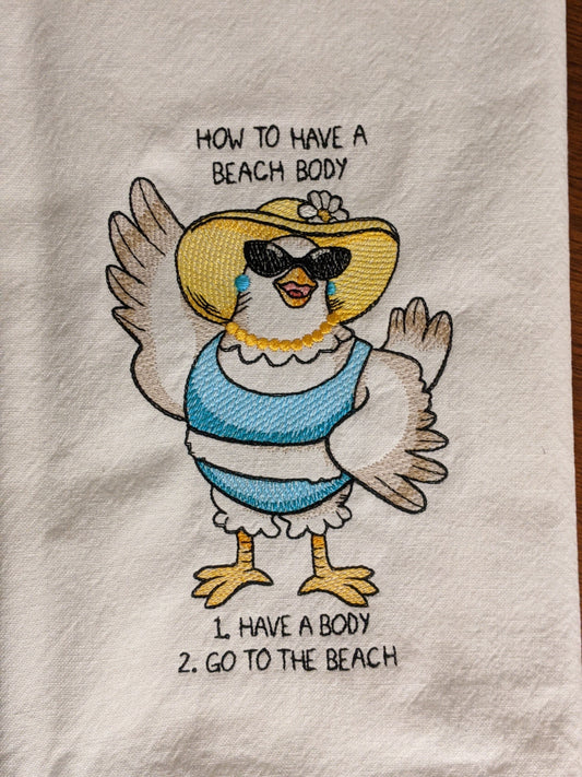 Beach Body-Funny Chicken Tea Towel