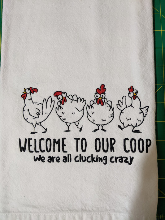 A2-Welcome to our Coop-Funny Chicken Tea Towel