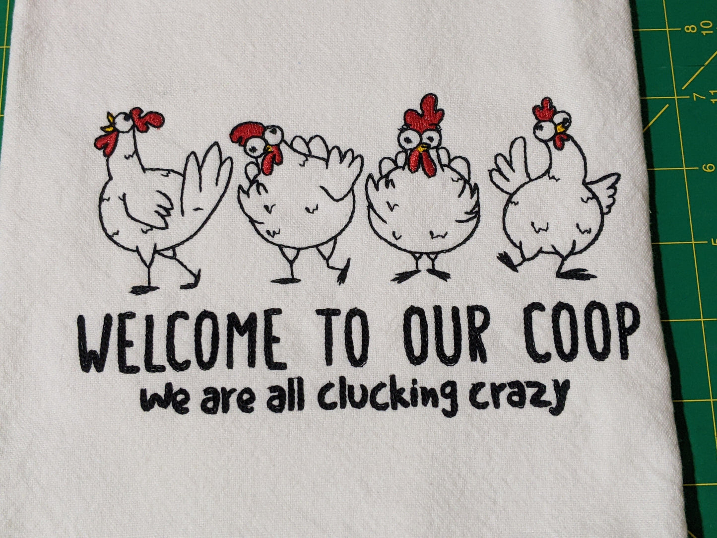 A2-Welcome to our Coop-Funny Chicken Tea Towel