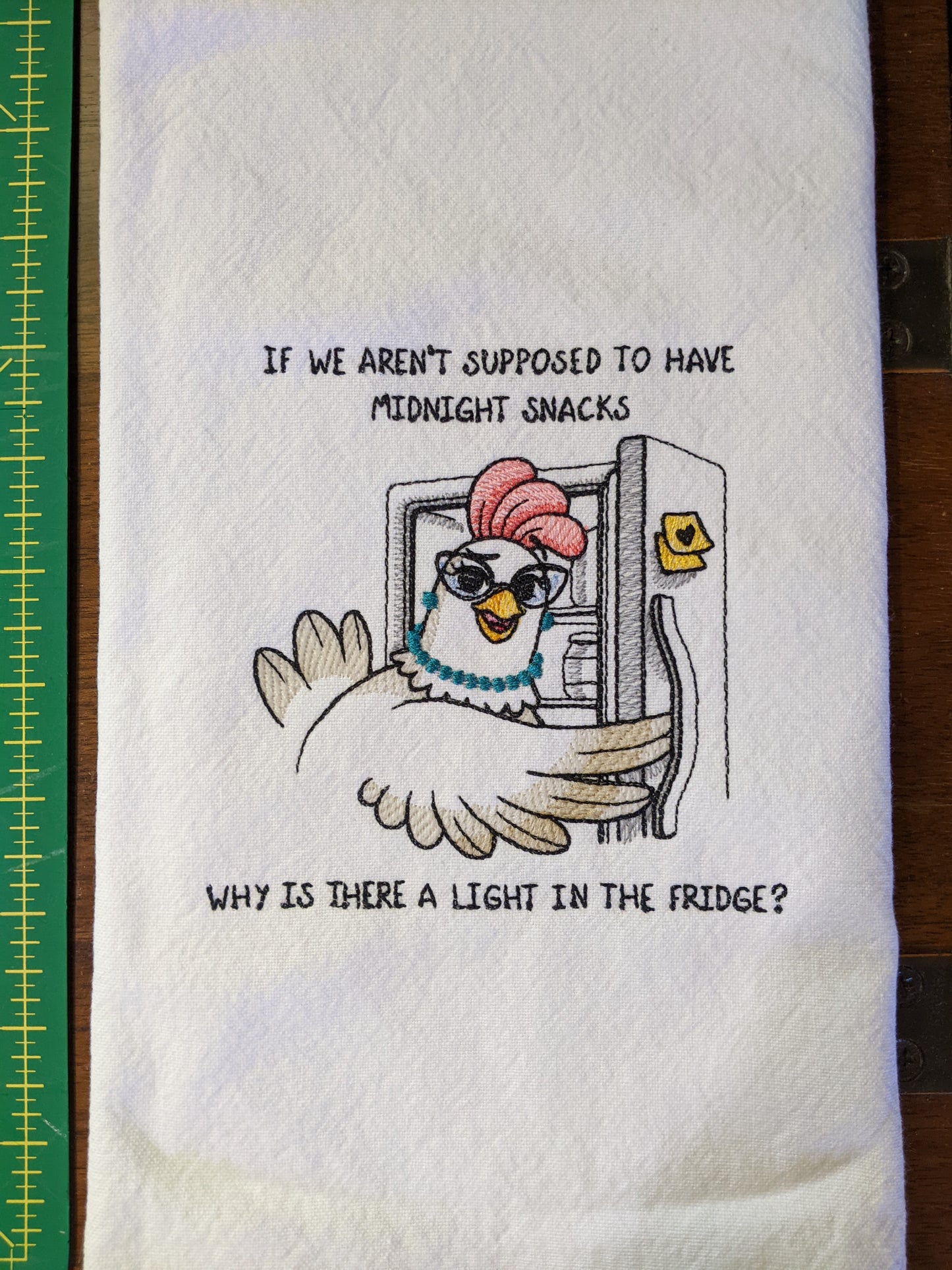 Midnight Snack funny chicken tea towel