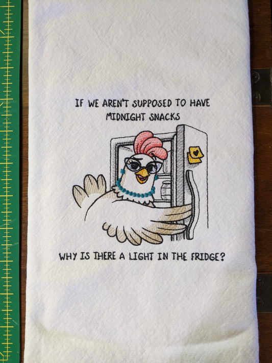 Midnight Snack funny chicken tea towel