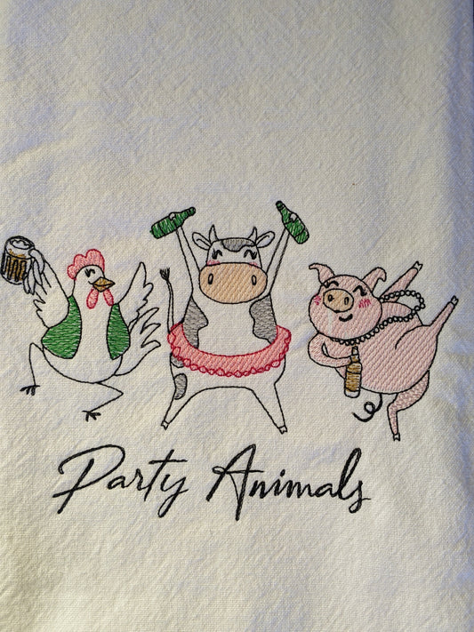Party Animals Tea Towel
