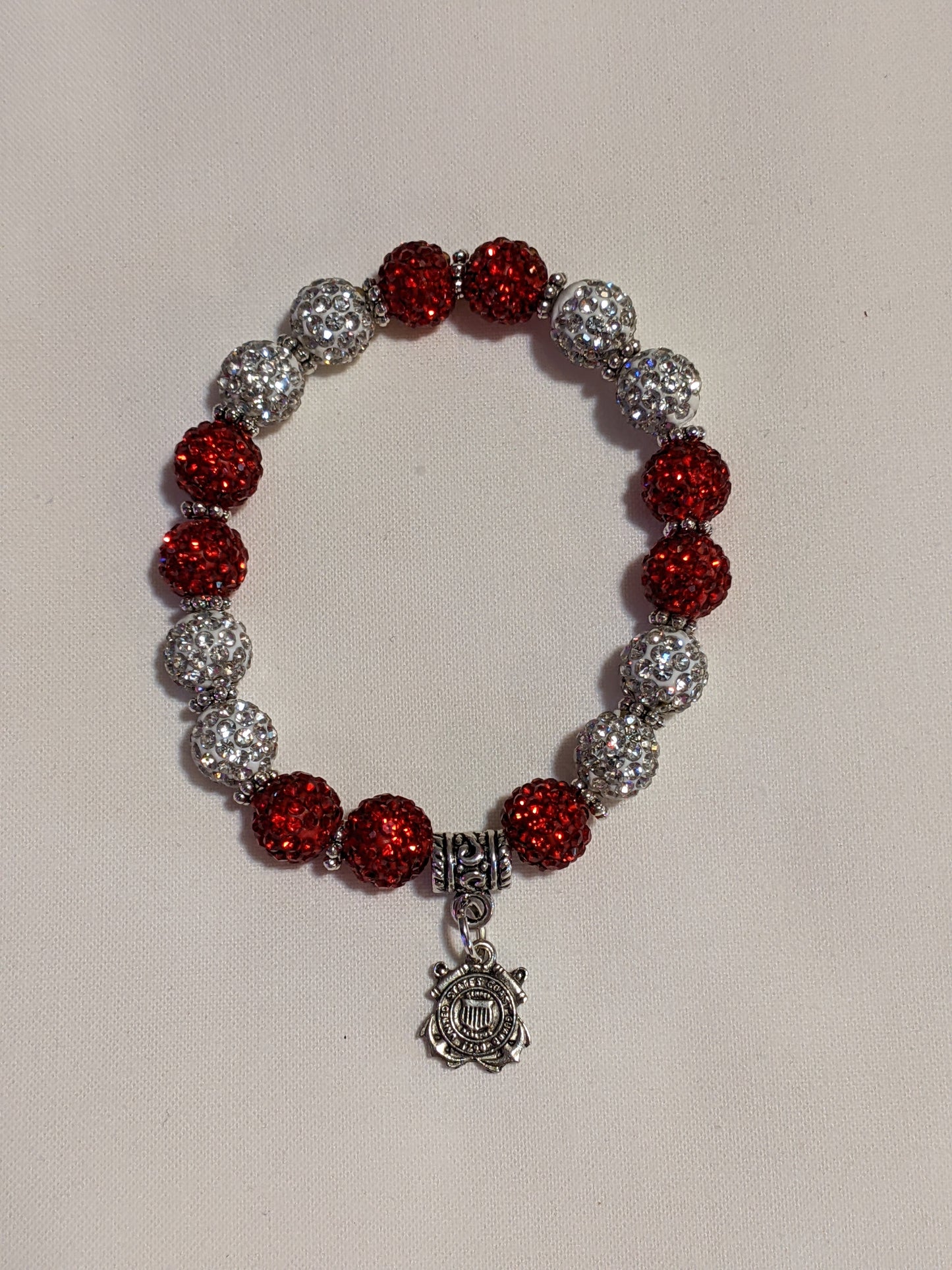 US Coast Guard Beaded Stretchy Bracelet with charm