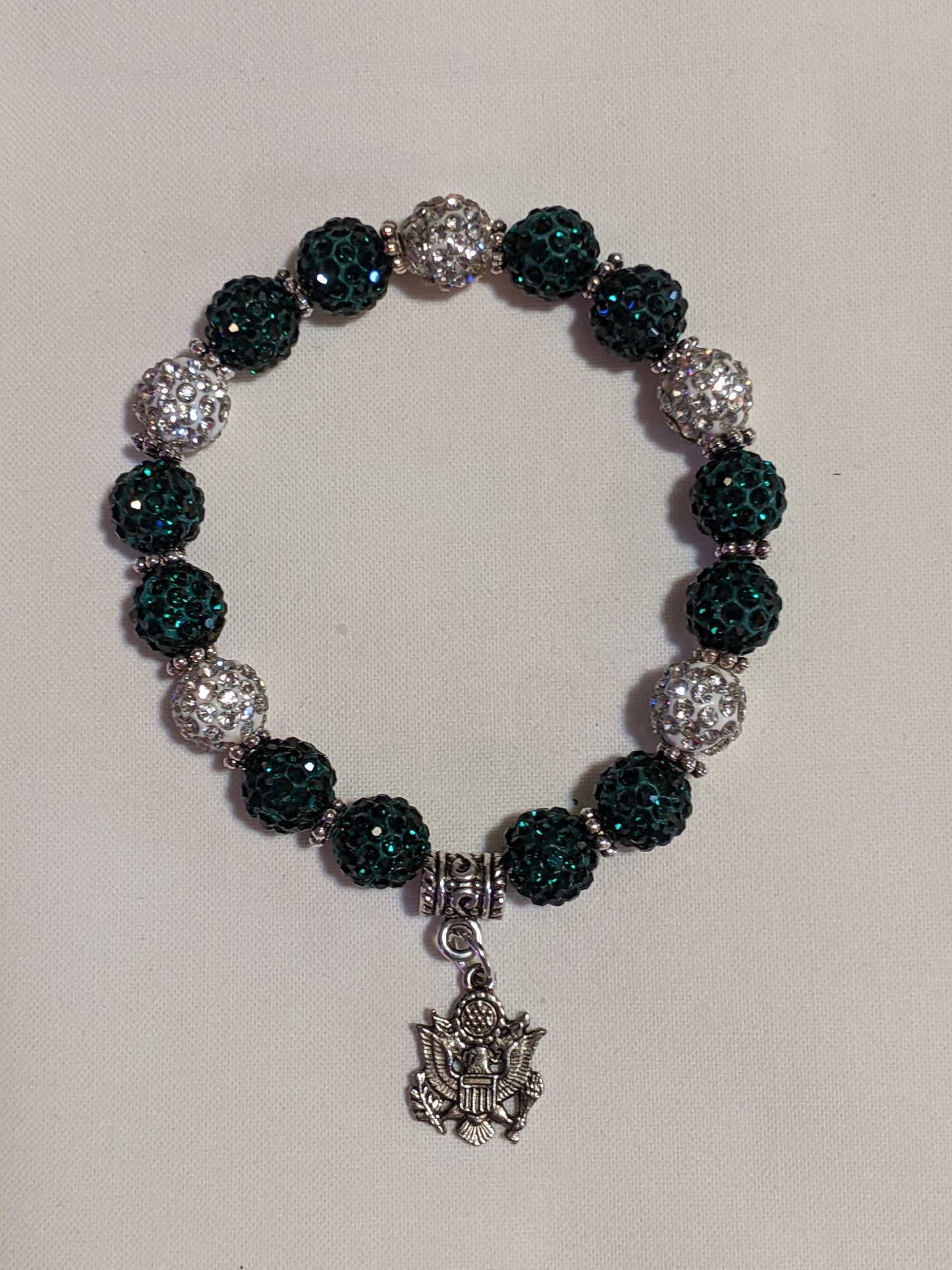 US Army Beaded Stretchy Bracelet with charm