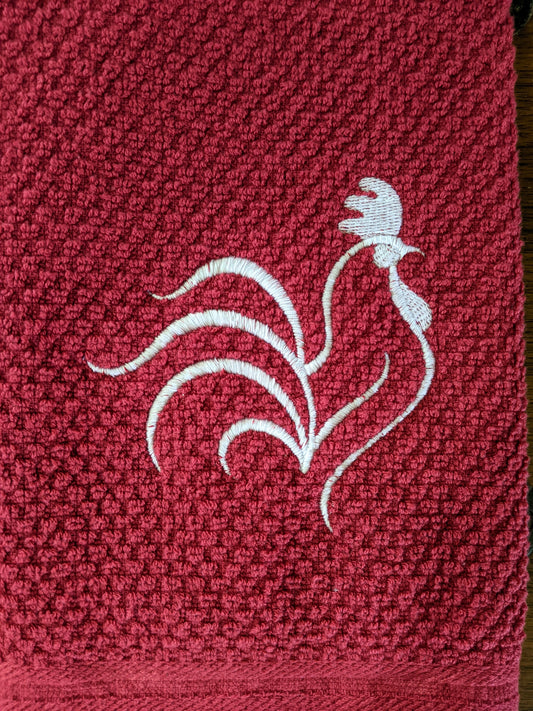 Embroidered Rooster towels-set of 2