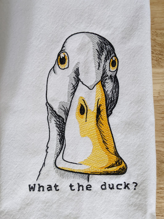 A12-Duck--What The Duck Funny Tea Towel