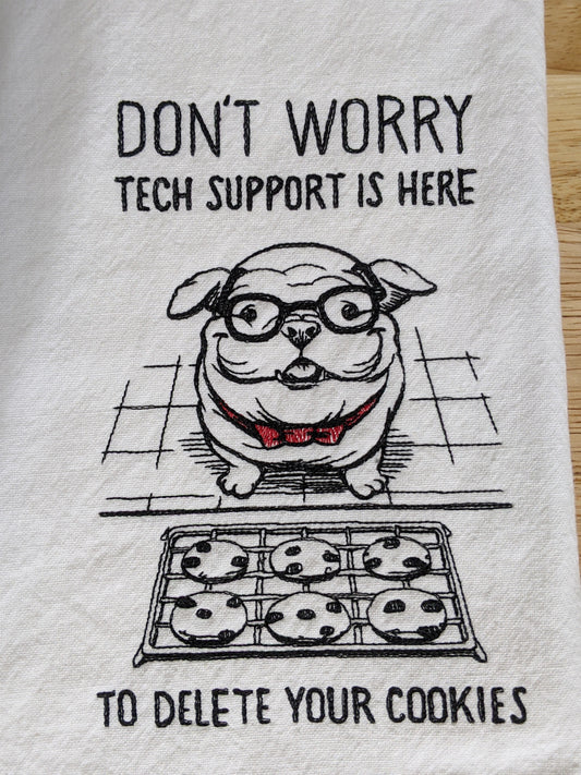 Pug--Tech Support Dog-Funny Tea Towel