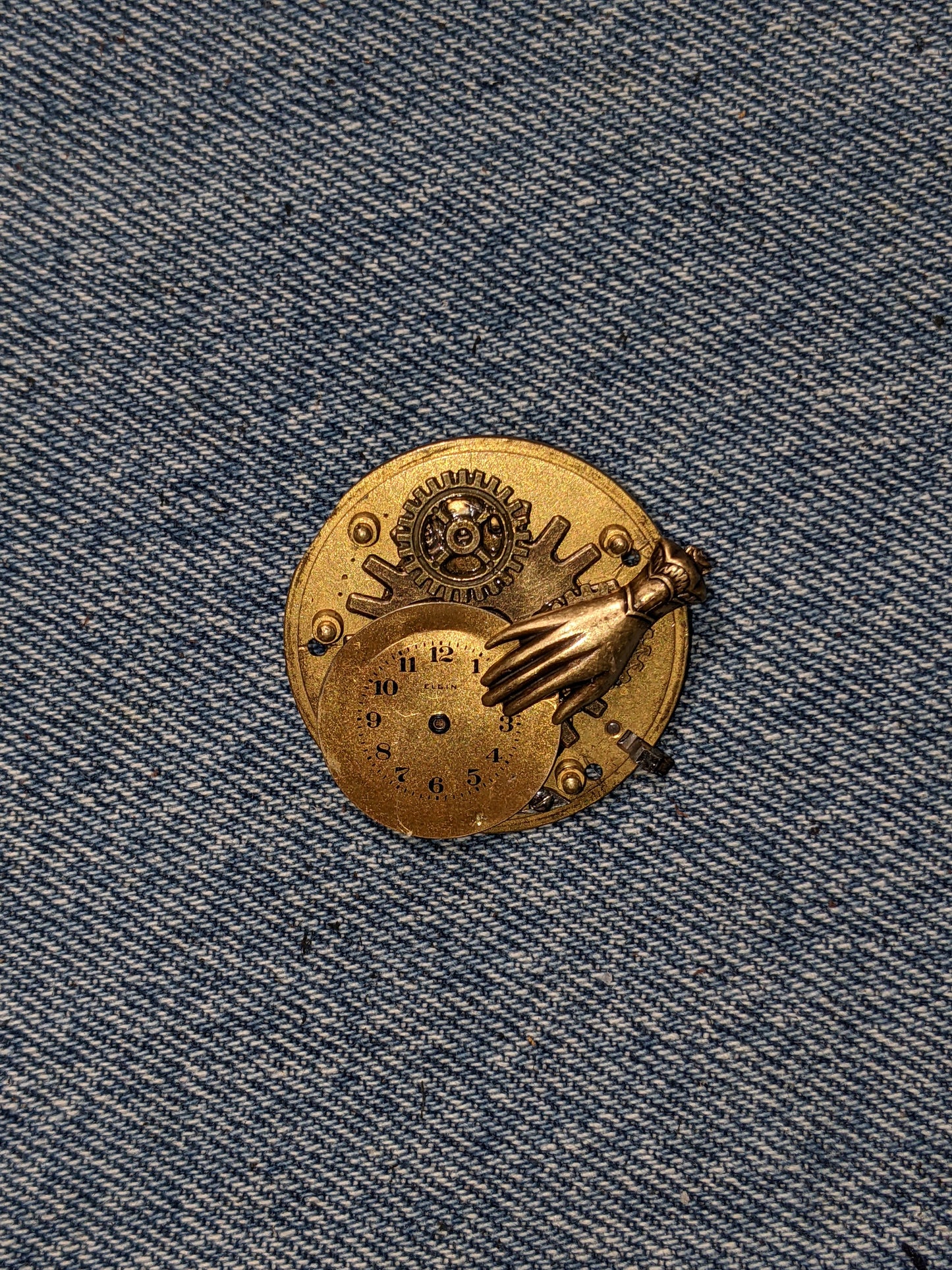Steampunk Themed Brooch-Unique Charm Pin! With real watch parts-TOP11