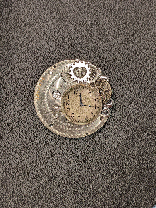 Steampunk Themed Brooch-Unique Charm Pin! With real watch parts-TOP12