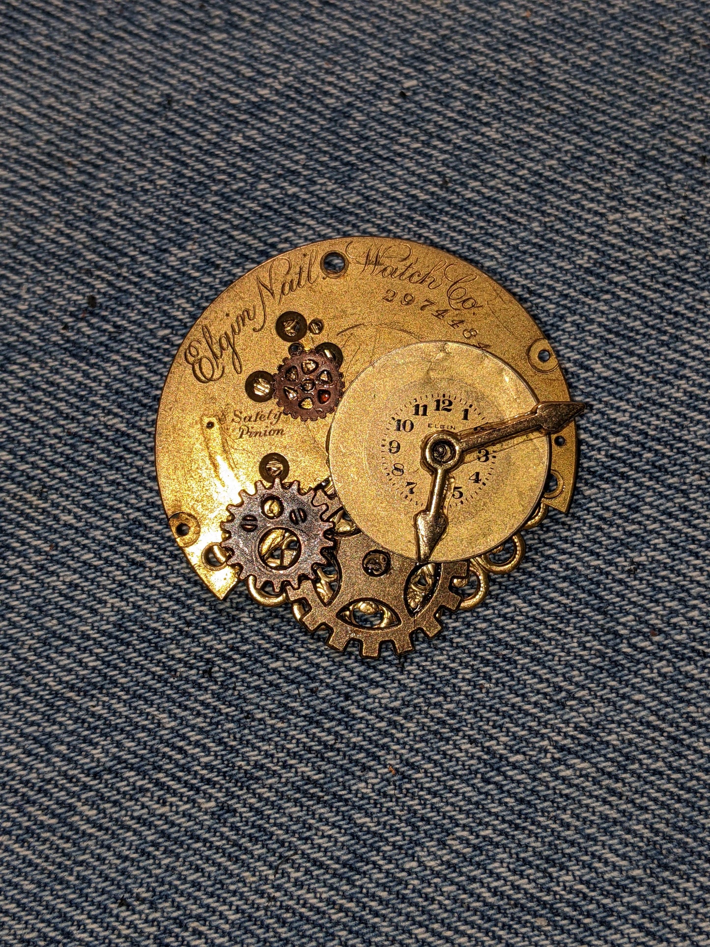 Steampunk Themed Brooch-Unique Charm Pin! With real watch parts-TOP2