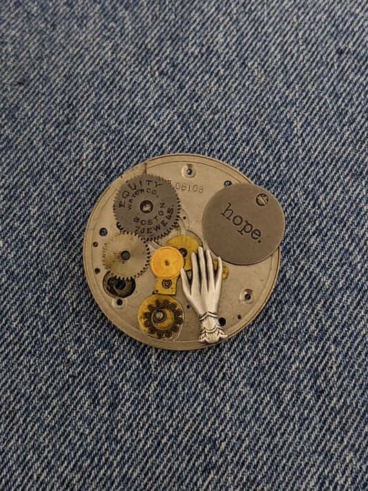 A20-Steampunk Themed Brooch-Unique Charm Pin! With real watch parts-TOP24