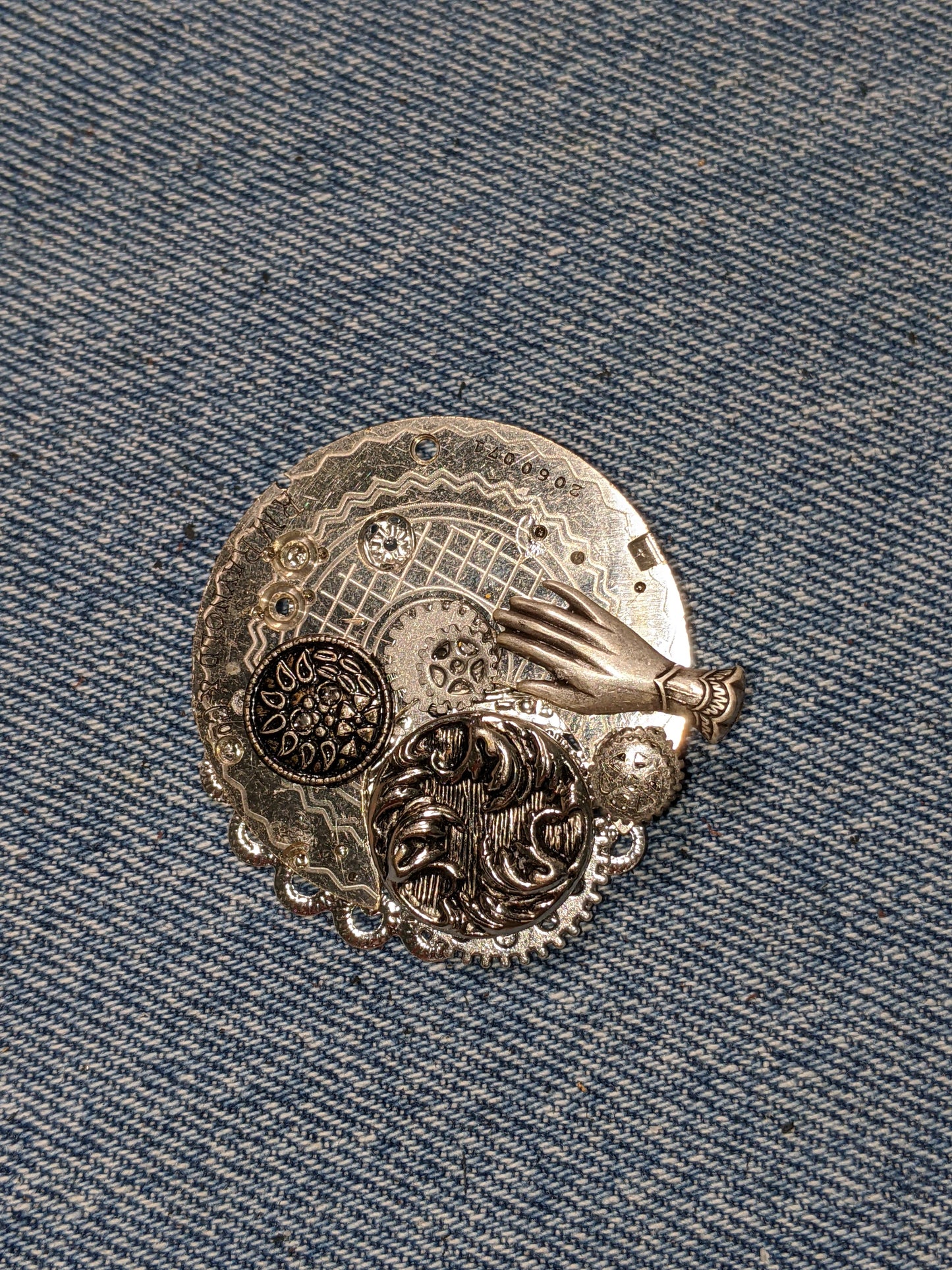 Steampunk Themed Brooch-Unique Charm Pin! With real watch parts-TOP7