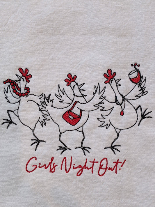 Girls Night Out Chickens Tea Towel