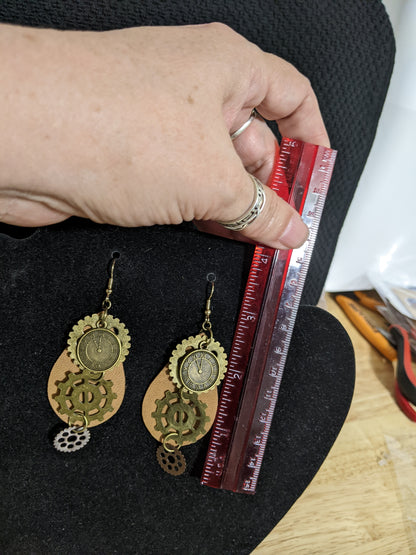 SteampunkThemed earrings-Gears & Clocks-great gift! Item-EAR22