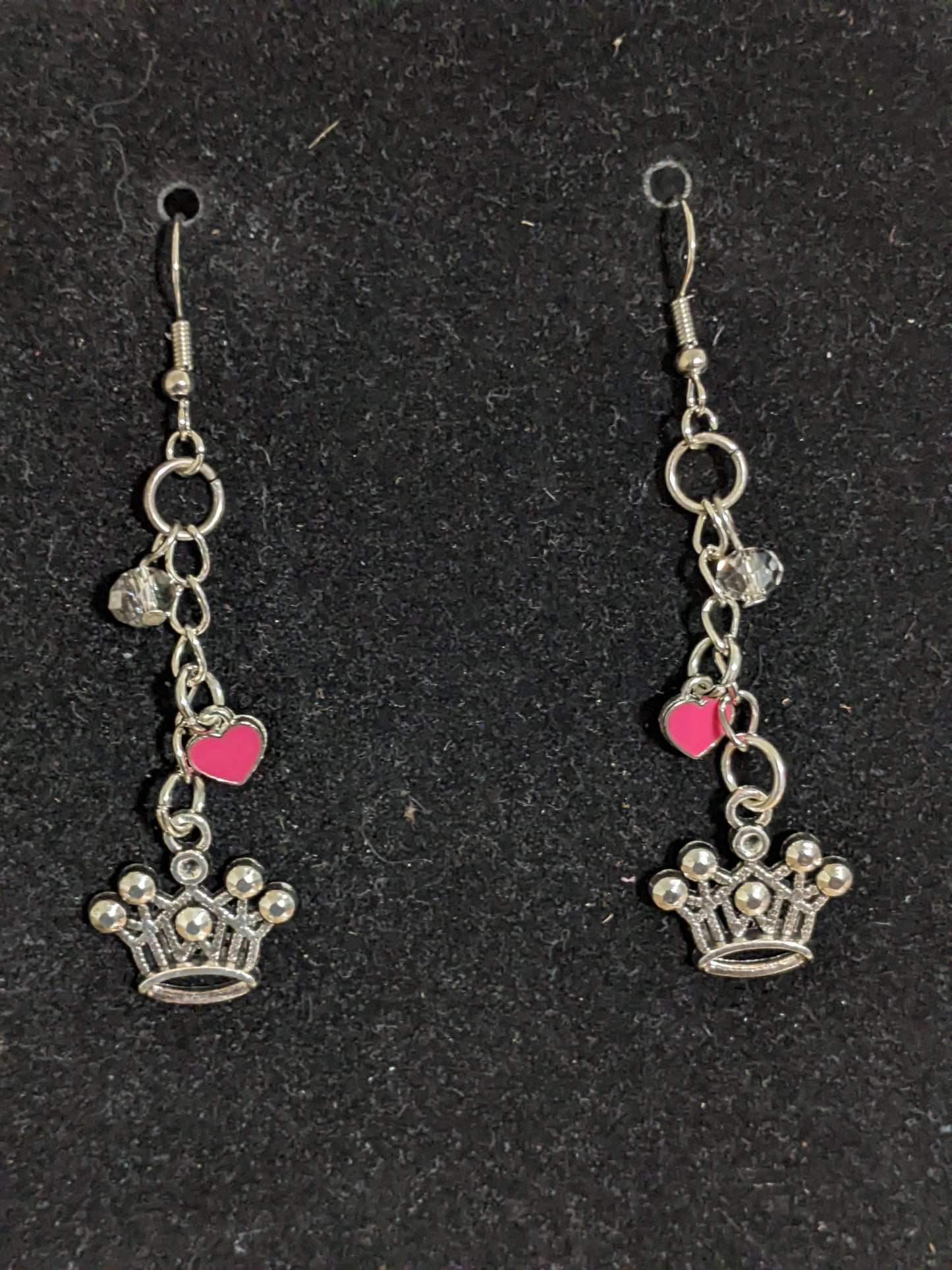Princess Themed earrings-Heart & Crown-great gift! Item-EAR27