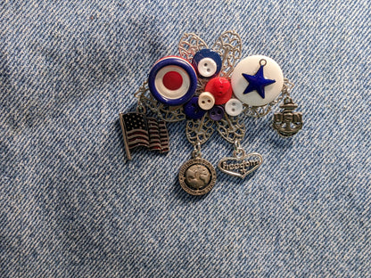 US Army Themed Brooch-Unique Charm Pin! Navy1