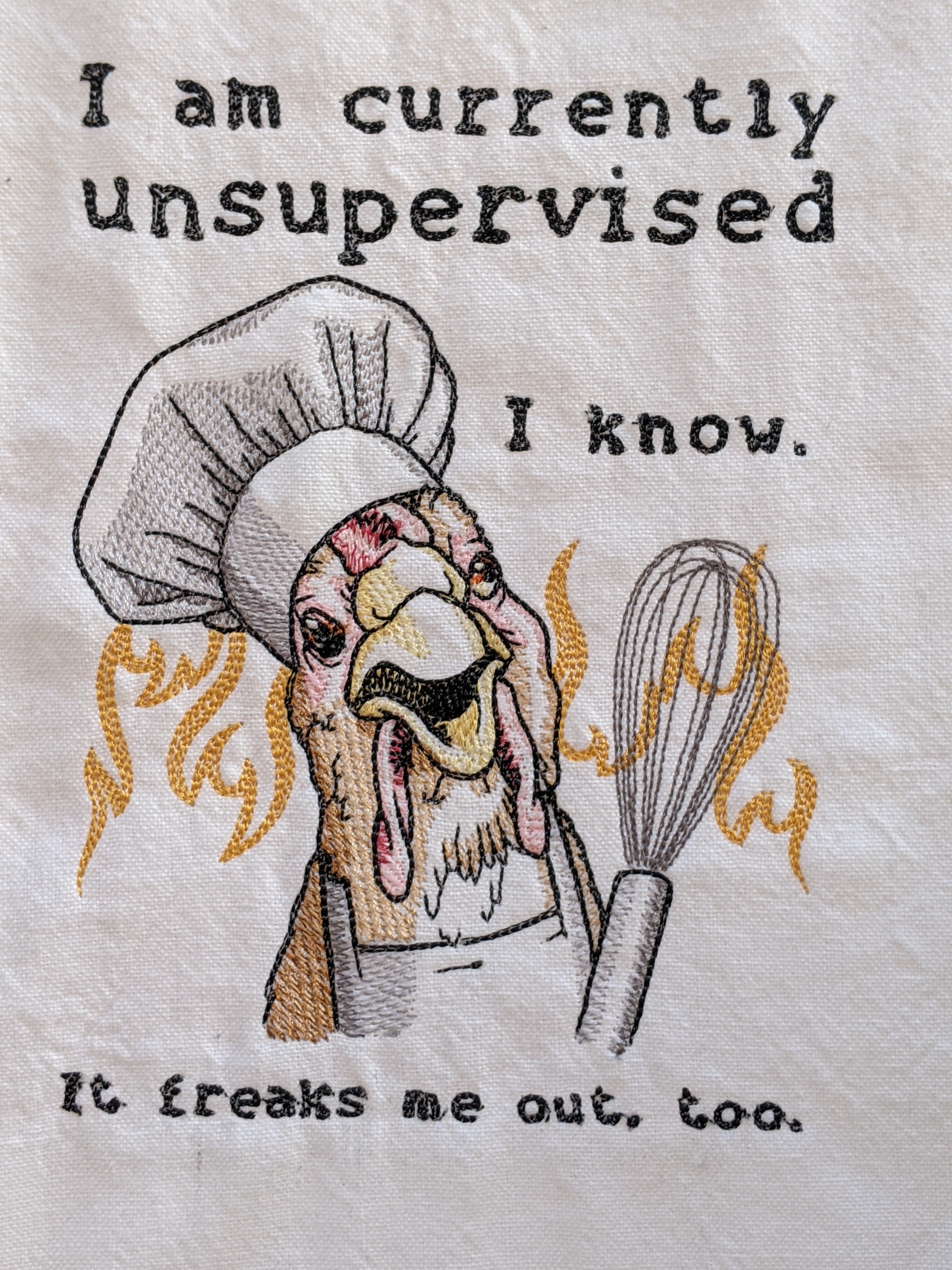 Unsupervised Cooking A19-Cooking Unsupervised Chicken Tea Towel – Creative Expressions By Mel
