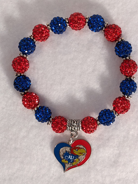 KU Jayhawks Themed Beaded Bracelet