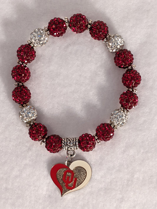 University of Oklahoma Sooners Themed Beaded Bracelet