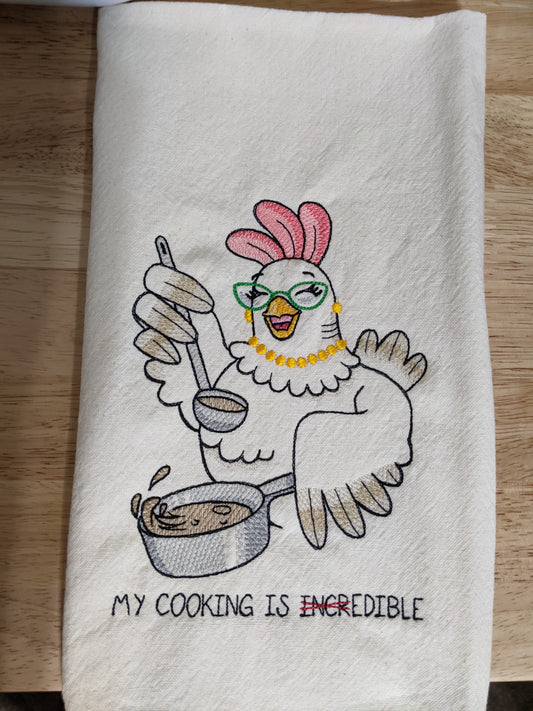 My Cooking Is Edible Tea Towel-Funny Chicken