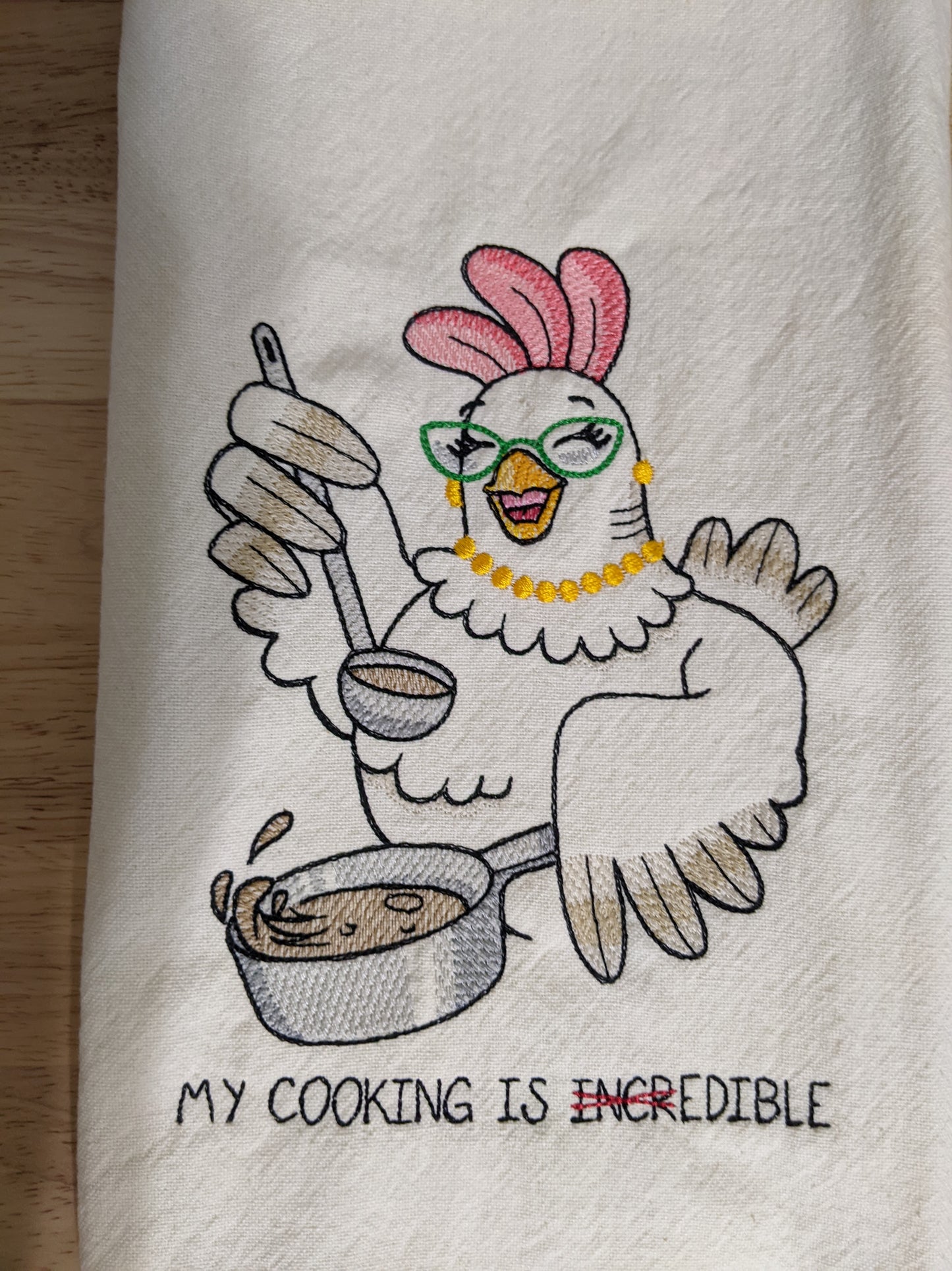 My Cooking Is Edible Tea Towel-Funny Chicken