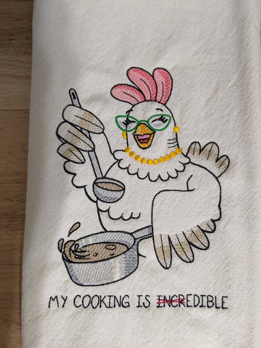 My Cooking Is Edible Tea Towel-Funny Chicken