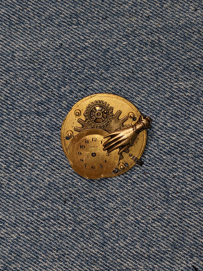 Steampunk Themed Brooch-Unique Charm Pin! With real watch parts-TOP11