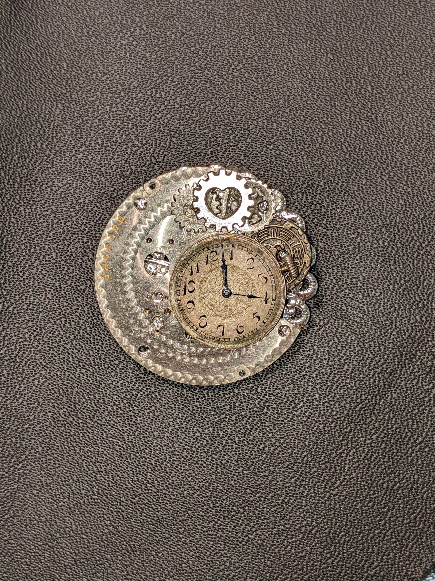 Steampunk Themed Brooch-Unique Charm Pin! With real watch parts-TOP12