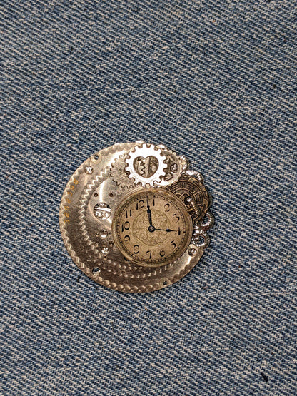 Steampunk Themed Brooch-Unique Charm Pin! With real watch parts-TOP12