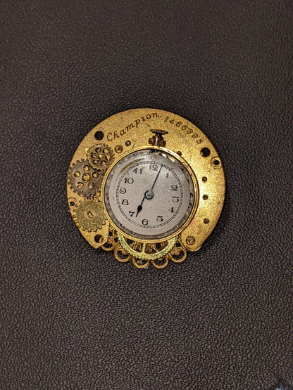 Steampunk Themed Brooch-Unique Charm Pin! With real watch parts-TOP13