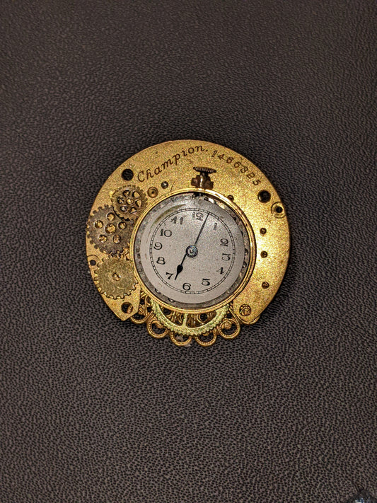 Steampunk Themed Brooch-Unique Charm Pin! With real watch parts-TOP13