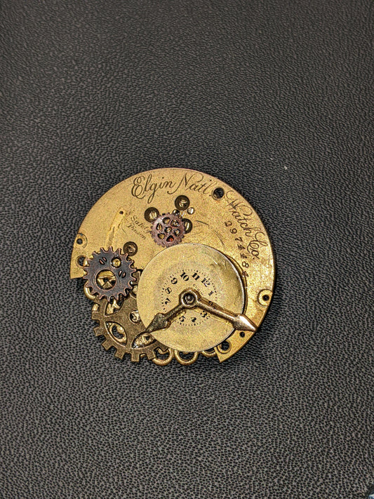 Steampunk Themed Brooch-Unique Charm Pin! TOP2-with real watch parts