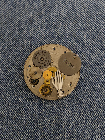 A18-Steampunk Themed Brooch-Unique Charm Pin! With real watch parts-TOP24